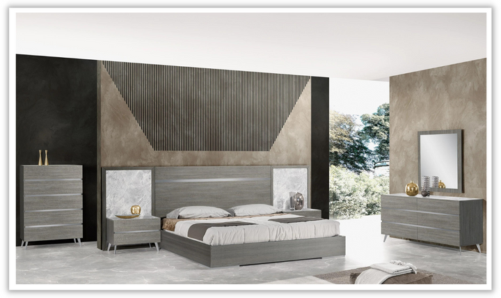 Jennifer Italia Victoria Premium Bedroom Set In Light Gray