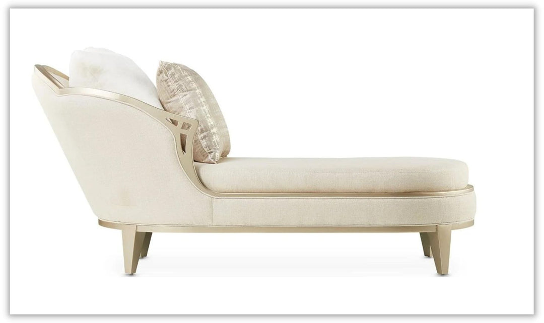 Villa Cherie Polyester Upholstered Chaise in Caramel