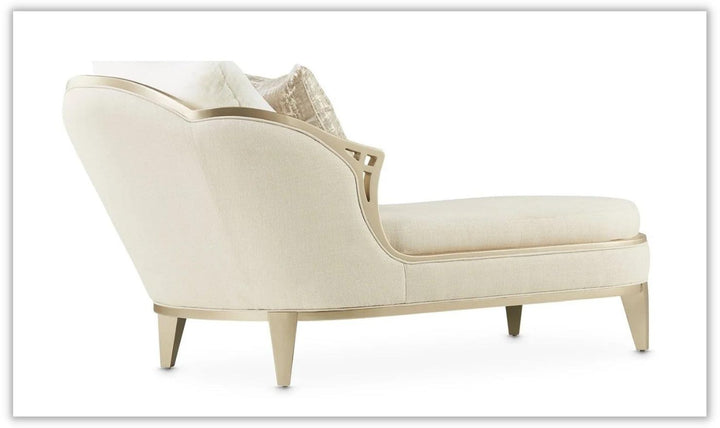 Villa Cherie Polyester Upholstered Chaise in Caramel