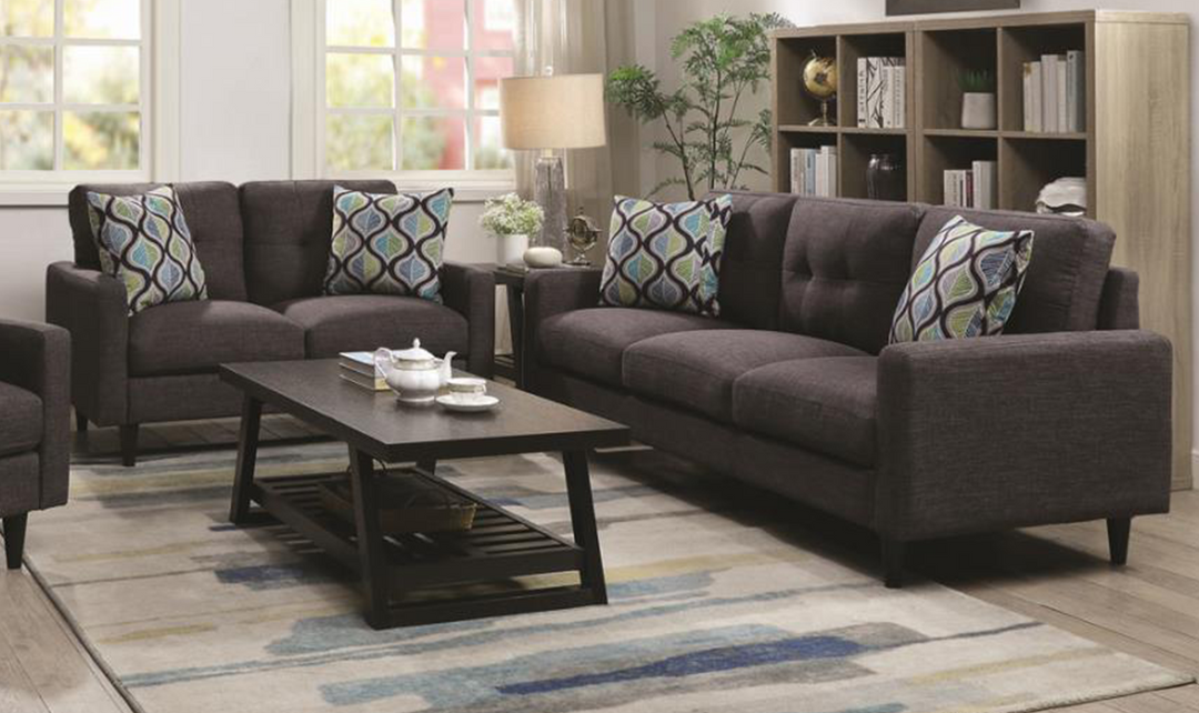 Coaster Furniture Watsonville Gray Fabric Loveseat with Tufted Back Cushions