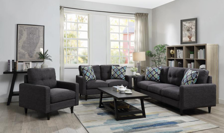 Coaster Furniture Watsonville Gray Fabric Loveseat with Tufted Back Cushions