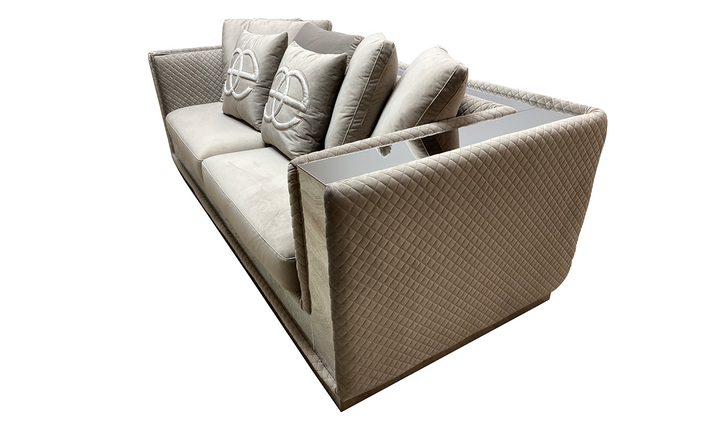 Gio Italia William Deep Seated Fabric Sofa with Mirror Finish Base