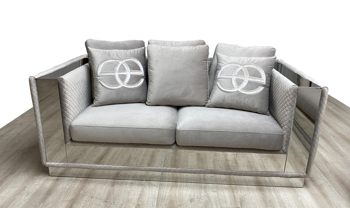 Gio Italia William Deep Seated Fabric Sofa with Mirror Finish Base