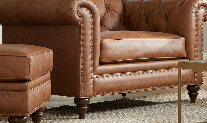 Craftmaster Winslow Leather Chair and Half in Brown