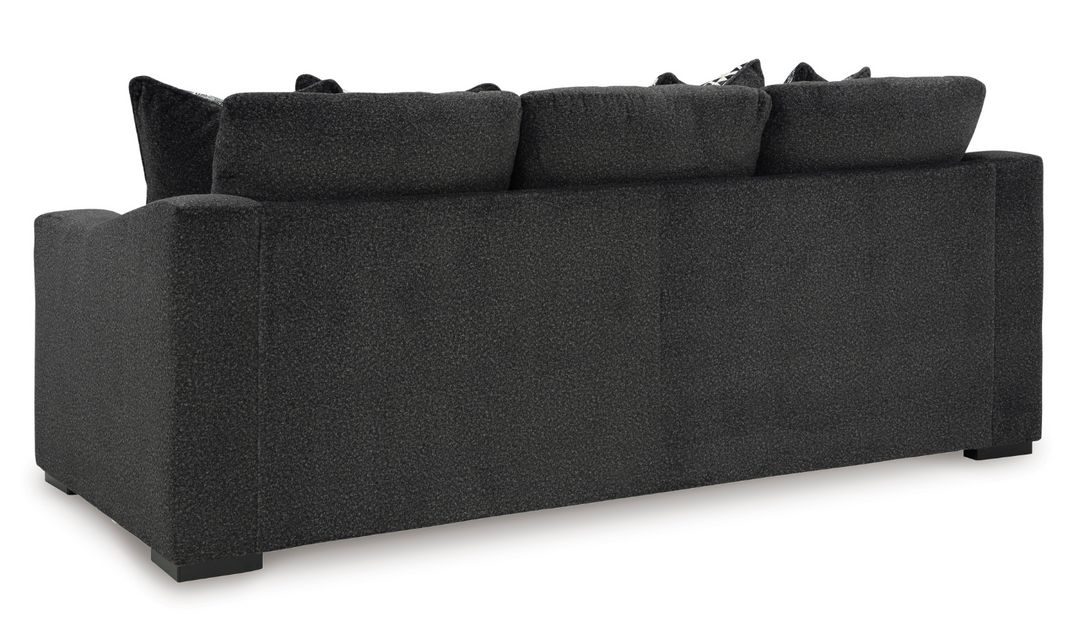 Wryenlynn 3 Seater Onyx Fabric Sofa With Accent pillows