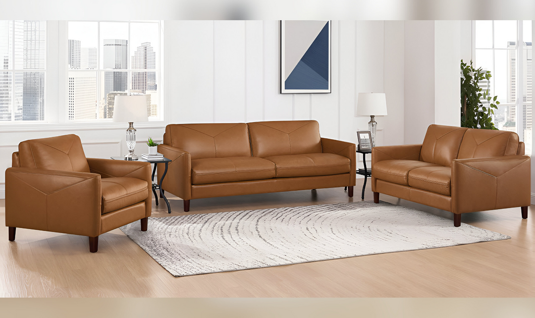 Yorkdale Leather 2-Seater Loveseat In Track Arms-Jennifer Furniture 