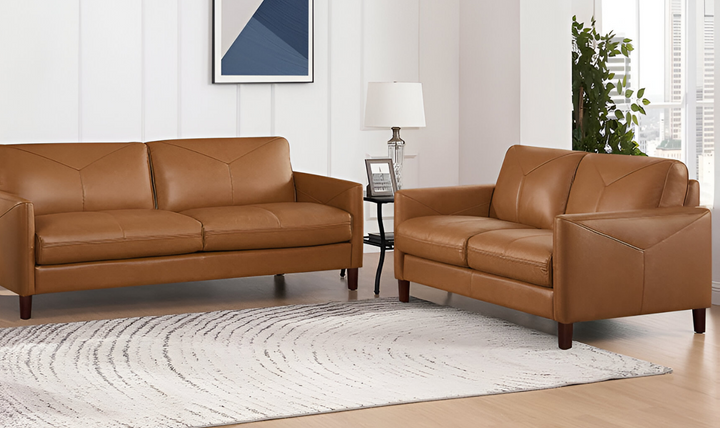 Yorkdale Leather 2-Seater Loveseat In Track Arms-Jennifer Furniture 