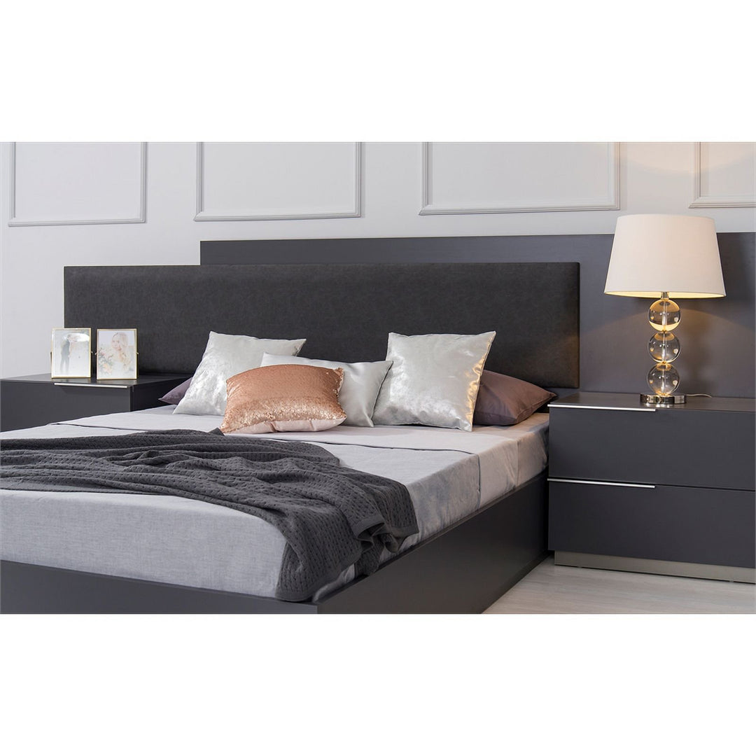 ModArte Warsaw Upholstered Headboard Bed With LED Backlight (King /Queen)