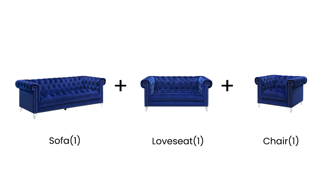 Coaster Furniture Bleker Blue Velvet Tufted Modular Living Room Set