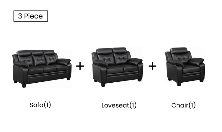 Finley Leather Living Room Set with Pillow Top Armrests