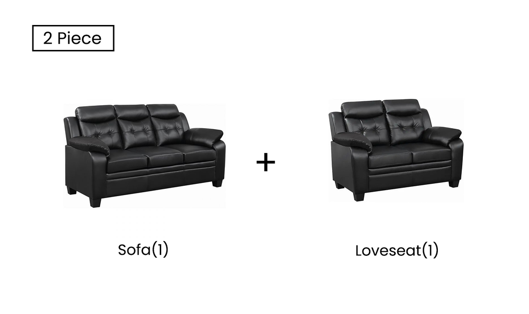 Finley Leather Living Room Set with Pillow Top Armrests