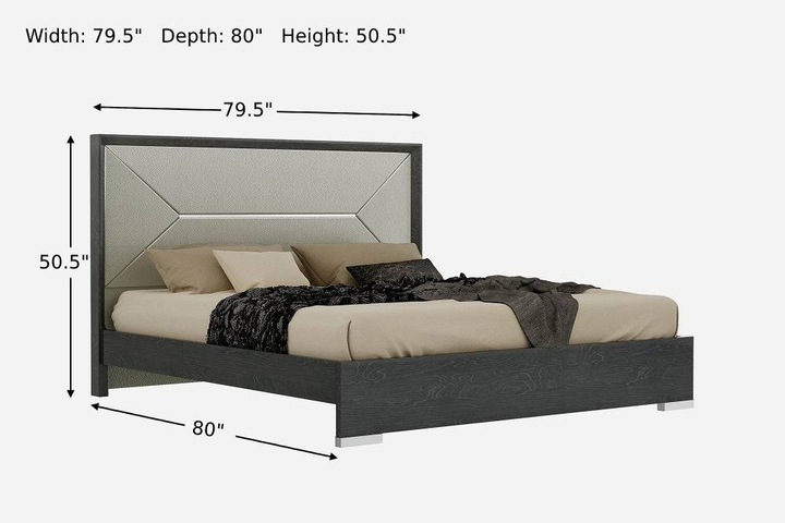 Track Wooden Panel Bed In Gray (King/Queen)