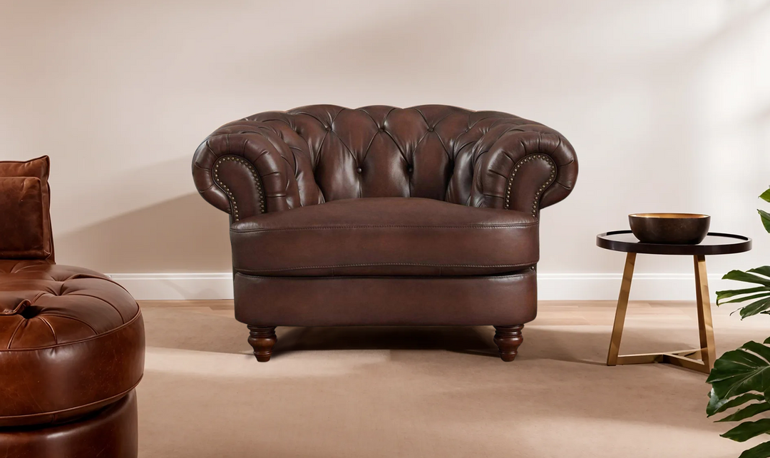 Newport Leather Chair With Wooden Legs-Jennifer Furniture