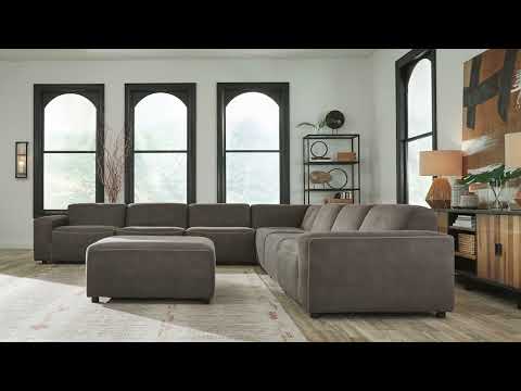 Ashley  Allena 2-Piece Leather Sectional Loveseat in Gunmetal-Jennifer Furniture