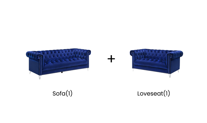 Coaster Furniture Bleker Blue Velvet Tufted Modular Living Room Set