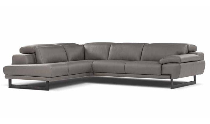 Nicoletti Italia Jersey 4-Seater L-Shape Leather Chaise Sectional in Coat Brown