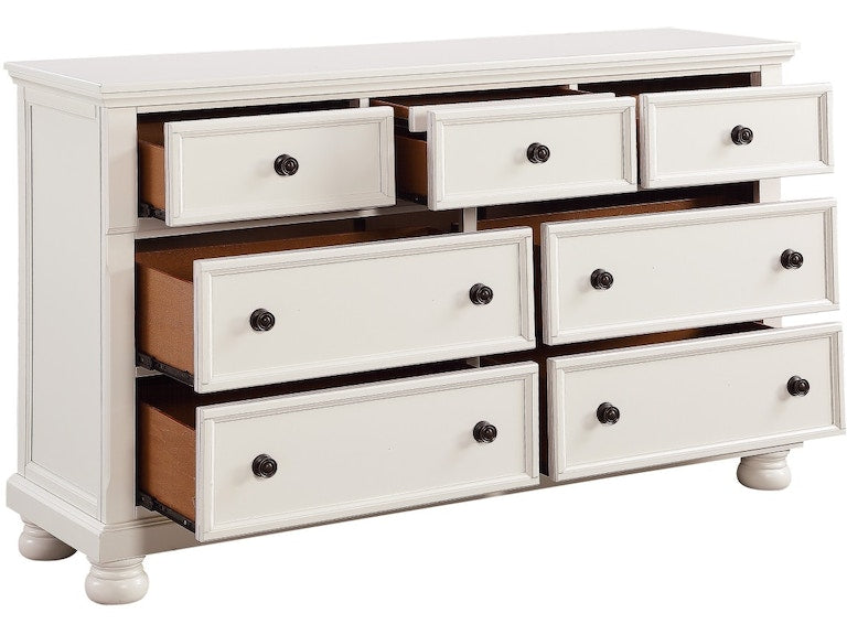 Laurelton 7 Dovetail Drawer Wooden Dresser in White