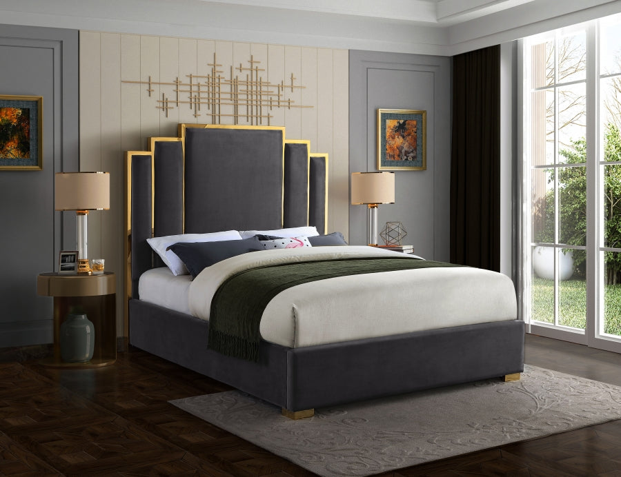 Hugo Velvet Bed-Beds-Jennifer Furniture