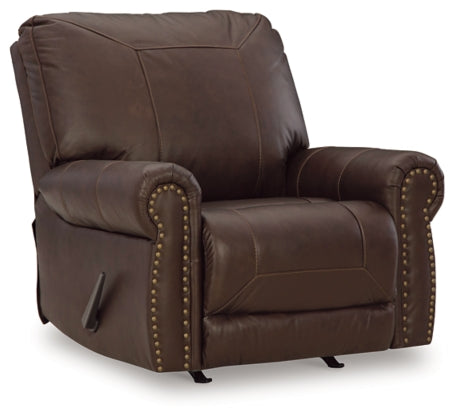  Colleton Dark Brown Leather Recliner with Rolled Arms