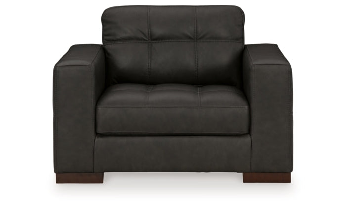 Luigi Black Leather Tufted Oversized Chair