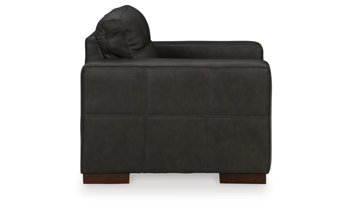 Luigi Black Leather Tufted Oversized Chair