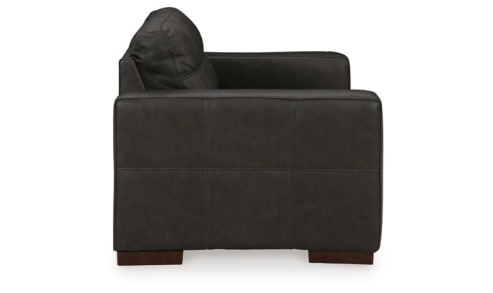 Luigi Black Leather Loveseat