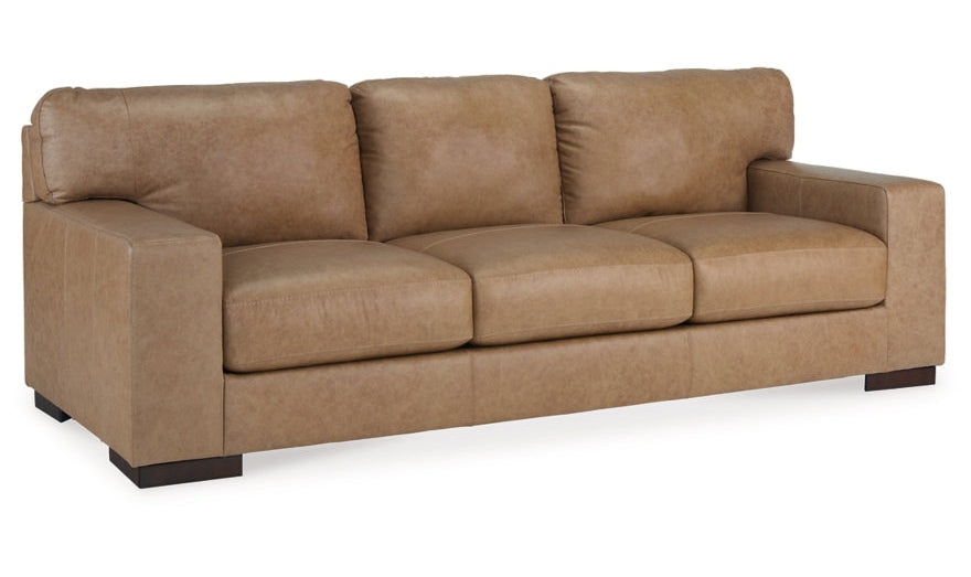 Lombardia 3-Seater Brown Leather Sofa with Track Arms