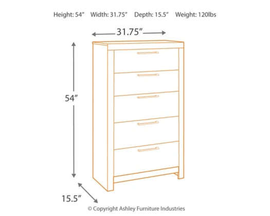 Derek Five Drawer Chest-Storage Chests-Jennifer Furniture