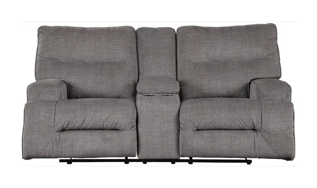 Ashley  Coombs Fabric Power Recliner Living Room Set in Gray