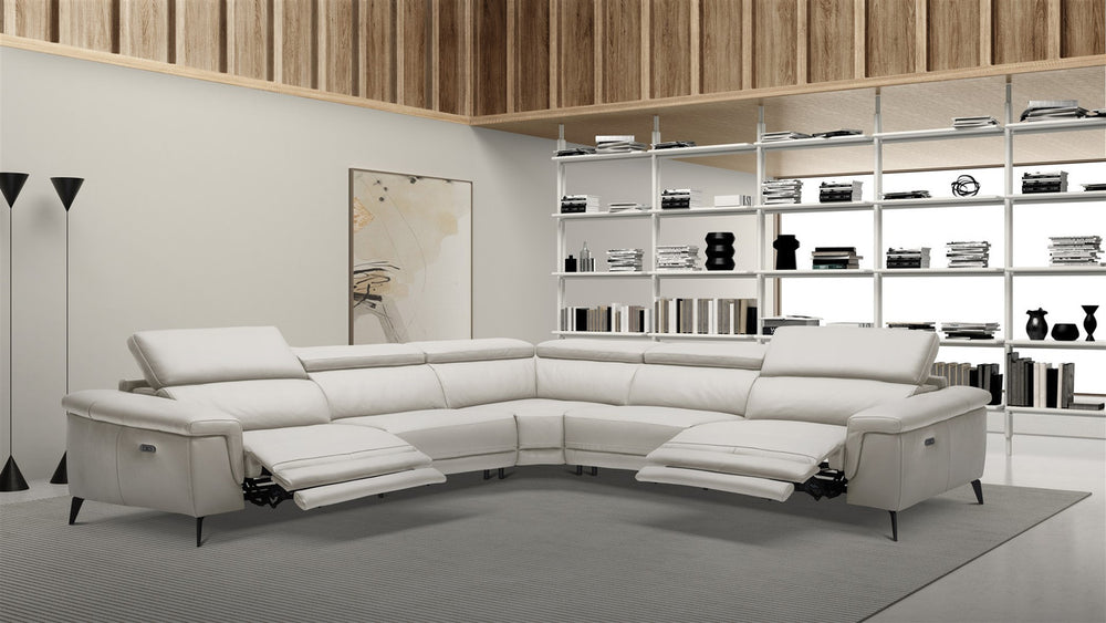 Hendrix Leather Upholstered Power Sectional in Wood