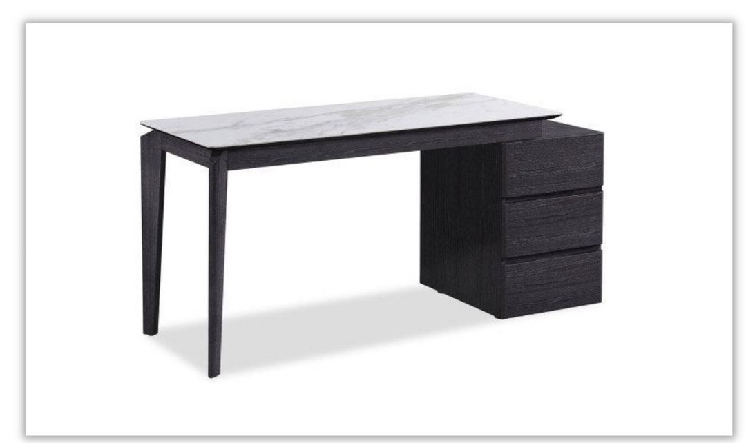 Morphos 3 Drawers Modern Desk In Gray-Jennifer Furniture