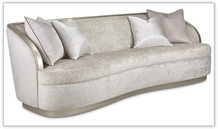 AICO Lanna 2-Seater Silver Mist Velvet Fabric Mansion Sofa