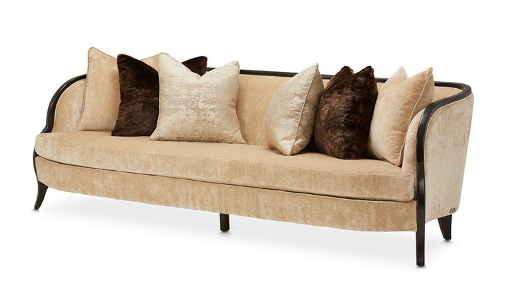 AICO Malibu Crest 3-Seater Velvet Sofa + 6 Accent Pillows