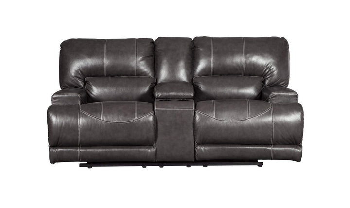 Ashley  McCaskill Gray Leather Reclining Living Room Set