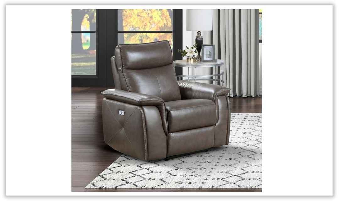 Home Elegance Maroni Leather Power Reclining Chair with USB Port