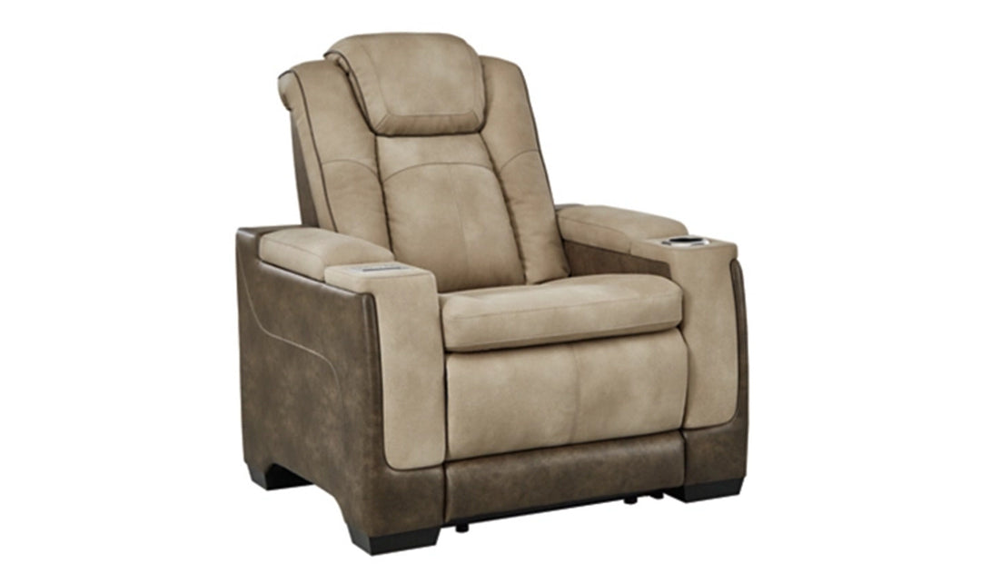 Ashley  Next - Gen Sand Leather Power Recliner Chair with Storage Arms