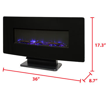 Brayden 36" Curved Black Wall Mount Electric Fireplace-Fireplaces-Jennifer Furniture