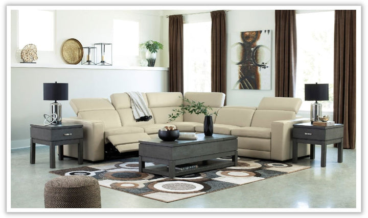 Ashley  Texline Leather Power Recliner Sectional Sofa with USB Charger