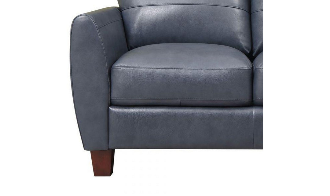 Leather Italia Traverse Traditional Loveseat in Blue Leather