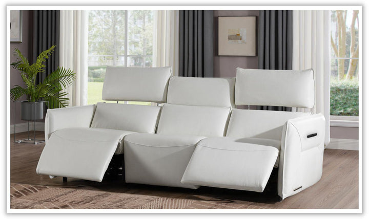 AICO Verona 3-Seater White Leather Power Motion Sofa