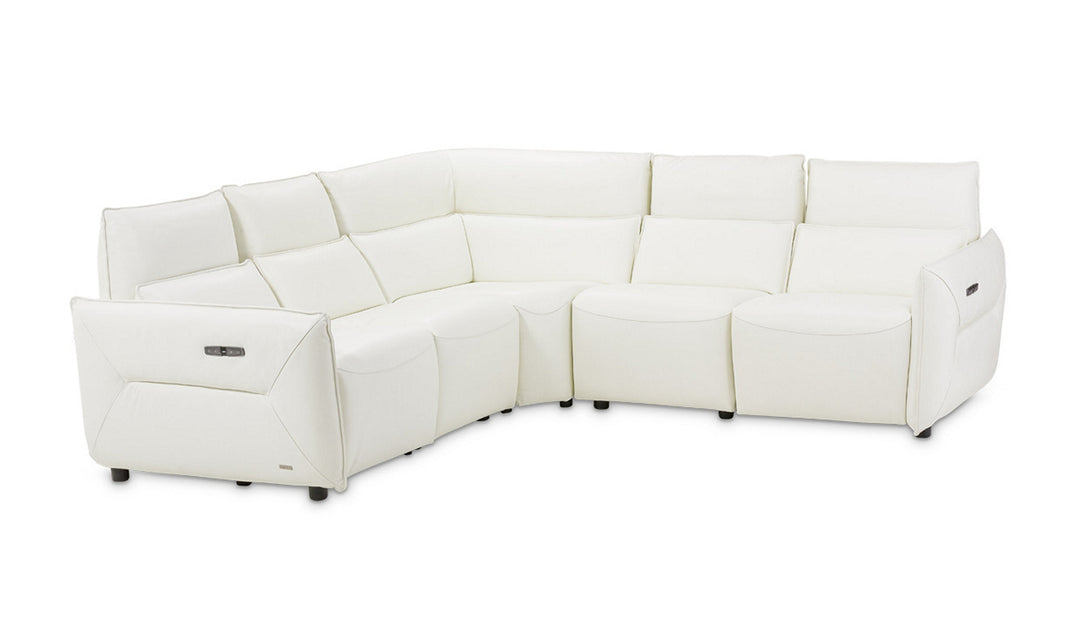 AICO Verona 5 Pieces L-Shape Leather Recliner Sectional in White