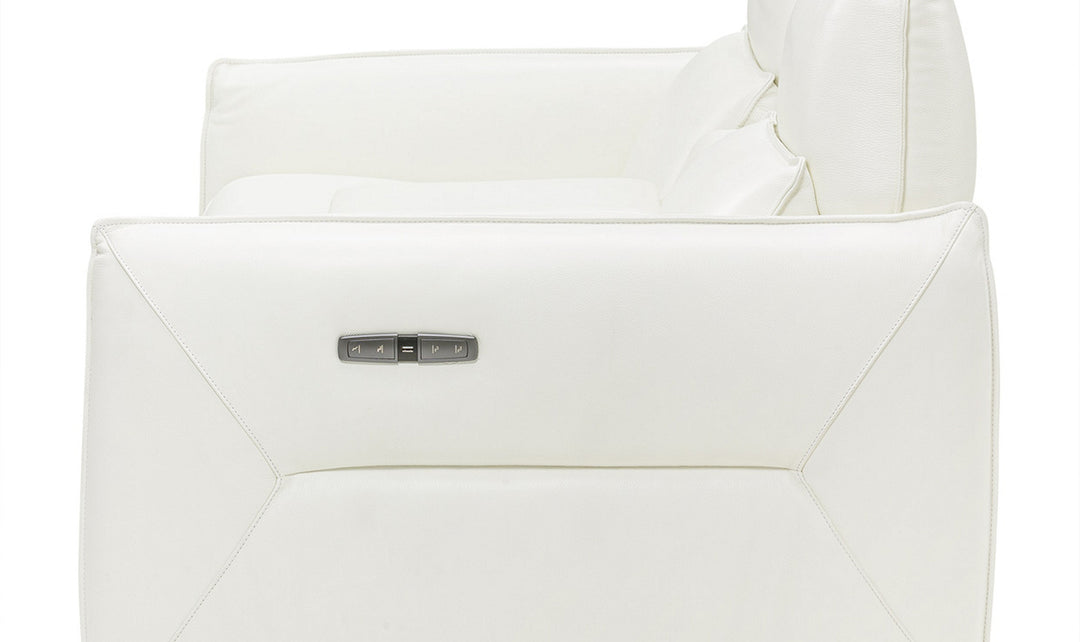 AICO Verona Recessed Arm Leather Power Recliner Loveseat in White