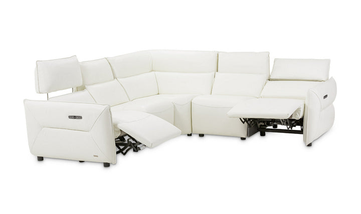 AICO Verona 5 Pieces L-Shape Leather Recliner Sectional in White