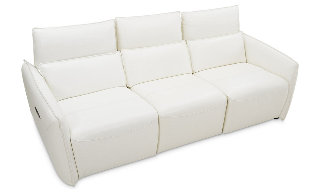 AICO Verona 3-Seater White Leather Power Motion Sofa