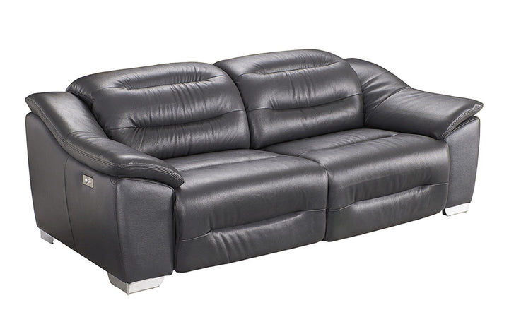 Abram Grey Multiple Cushion Leather Reclining Sofa