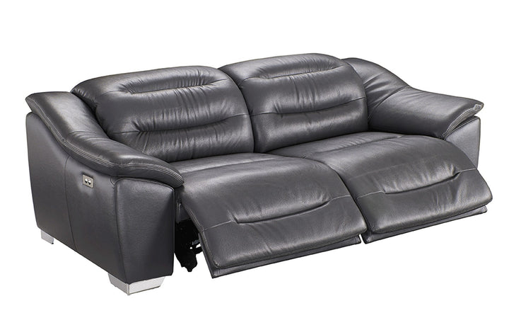 Abram Grey Multiple Cushion Leather Reclining Sofa