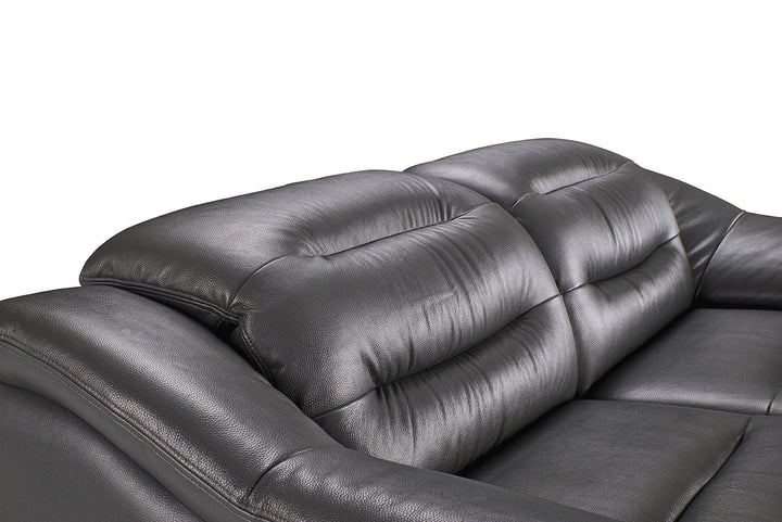 Abram Grey Multiple Cushion Leather Reclining Sofa