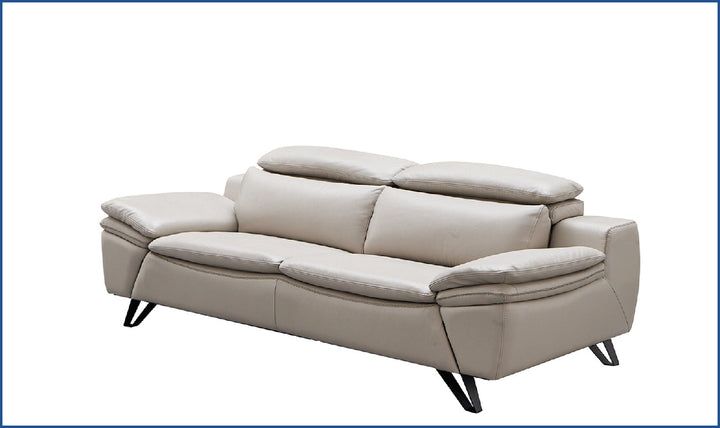 Amir Leather Sofa with Adjustable Headrests