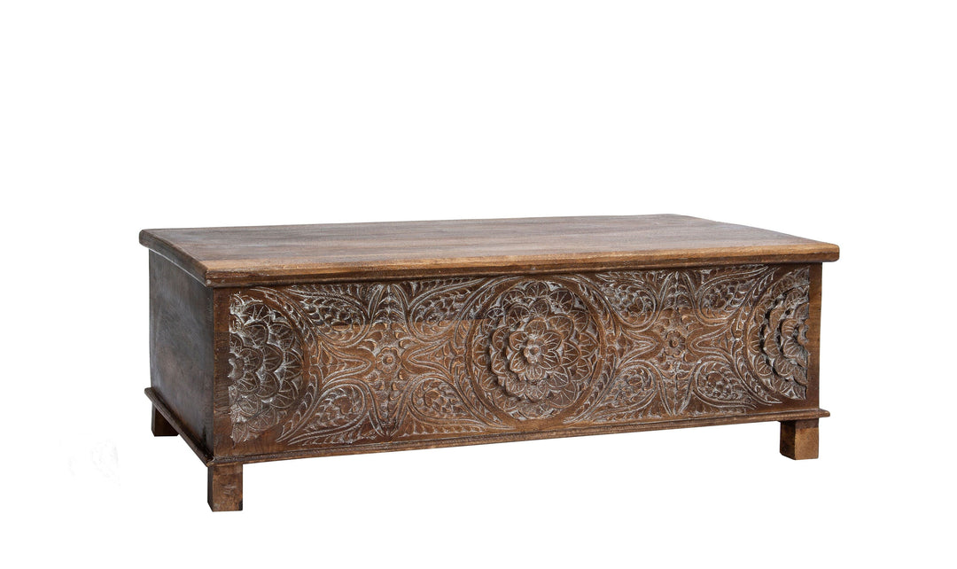 Anglo hand carved trunk-Coffee Tables-Jennifer Furniture