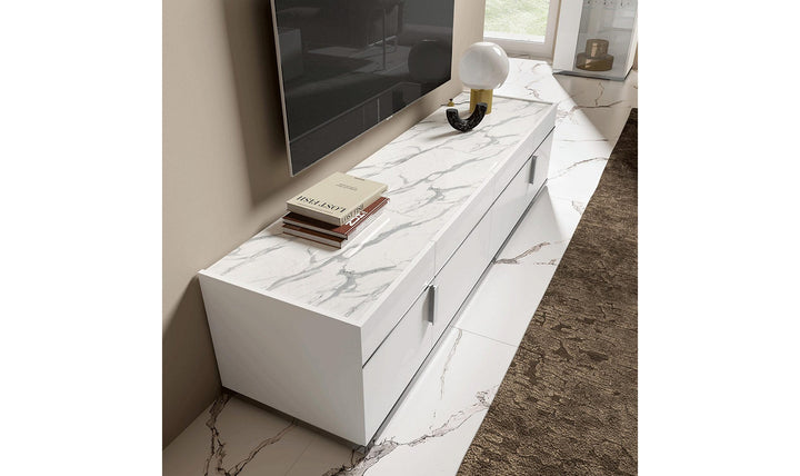 ESF Furniture Carrara TV Stand with 4 Door in White